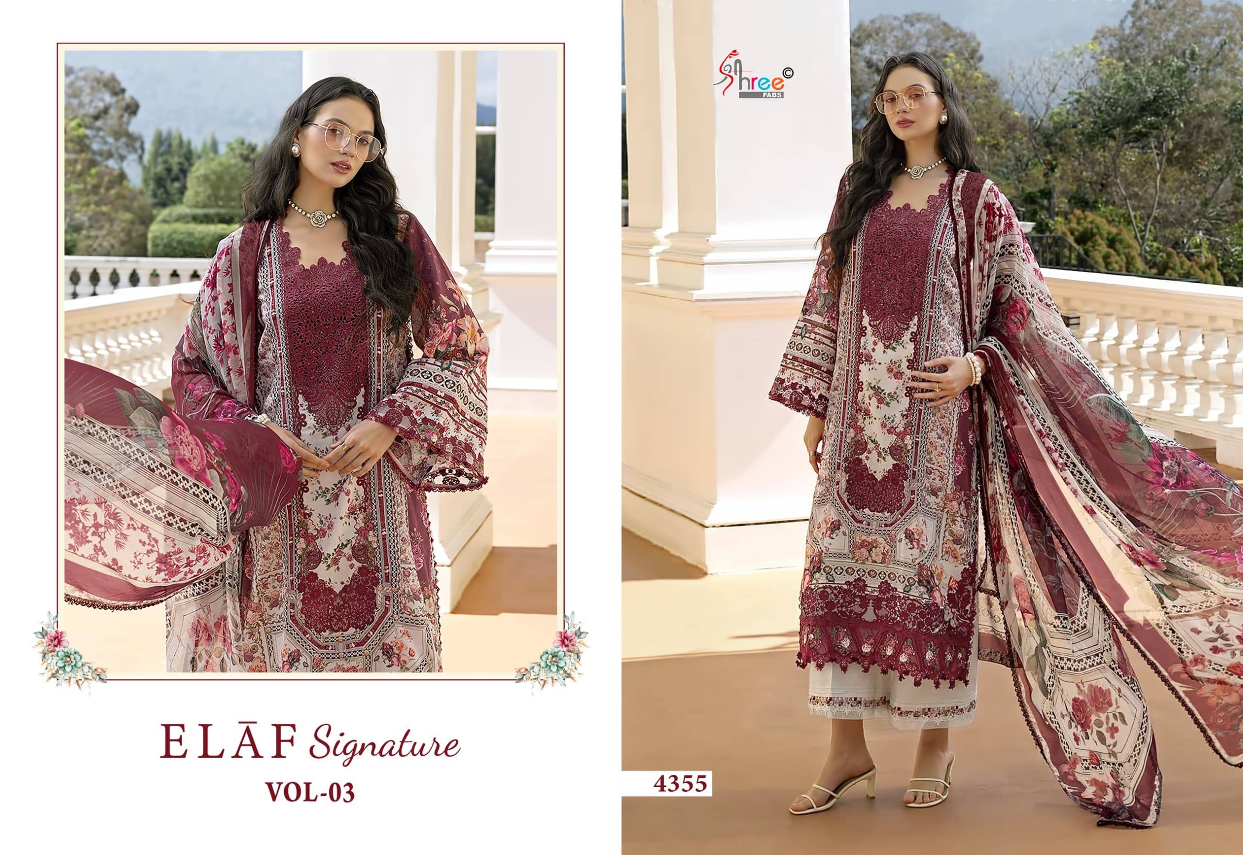 ELAF SIGNATURE VOL-3 BY SHREE FAB 4351 to 4358  Series Beautiful Pakistani Suits Colorful Stylish Fancy Casual Wear & Ethnic Wear Pure Cotton Print Dresses At Wholesale Price